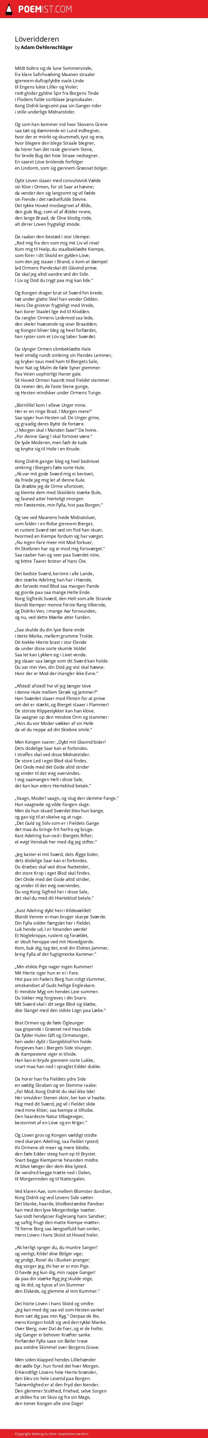 by Oehlenschläger | Poemist