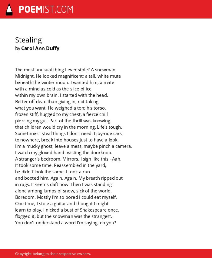 stealing poem essay