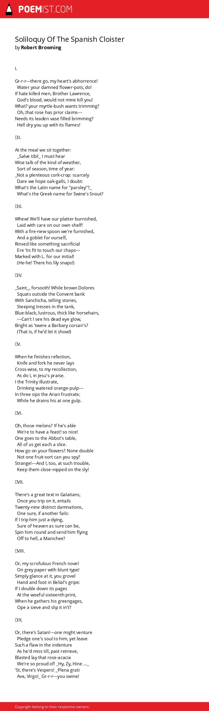 robert browning soliloquy of the spanish cloister